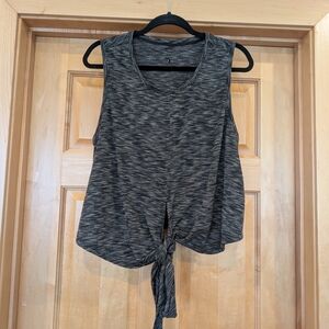 ZYIA Heathered Black Tank Top with Knot Detail